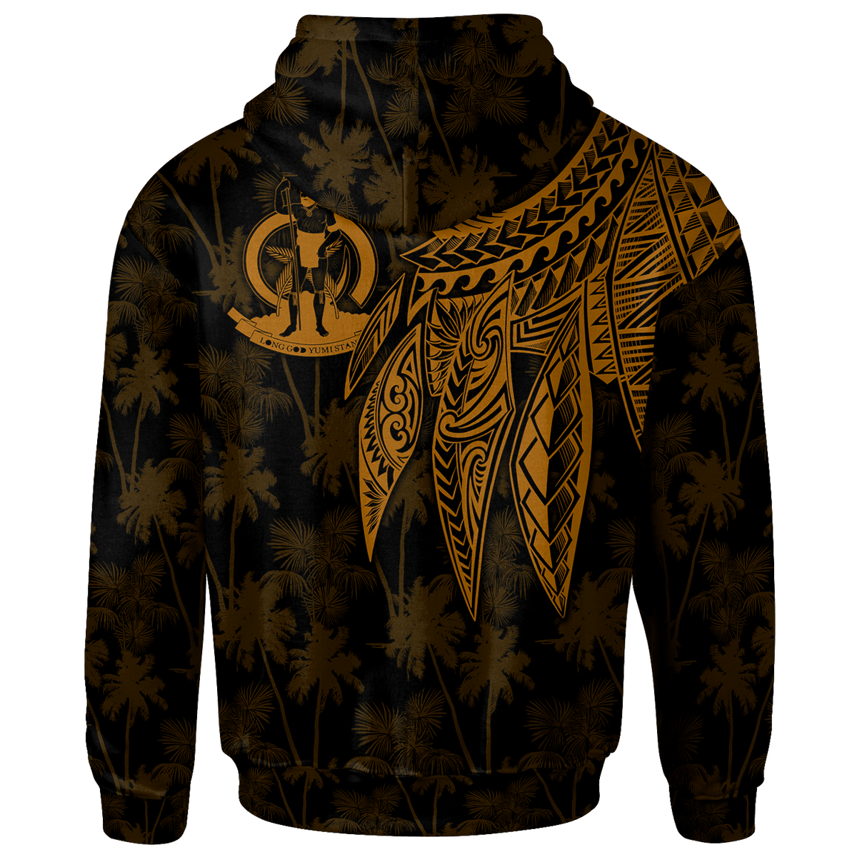 Vanuatu Zip up Hoodie Polynesian Wings (Golden) - Polynesian Pride