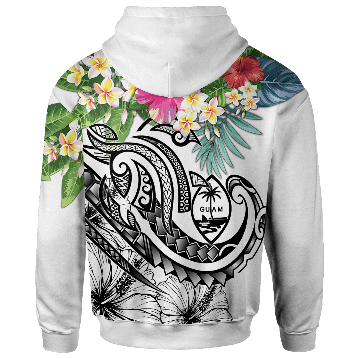 Guam Polynesian Zip up Hoodie Summer Plumeria (White) - Polynesian Pride