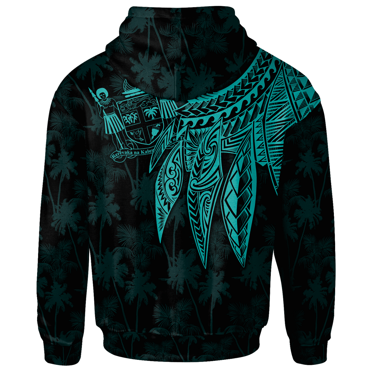 Fiji Custom Hoodie Polynesian Wings (Turquoise) - Polynesian Pride