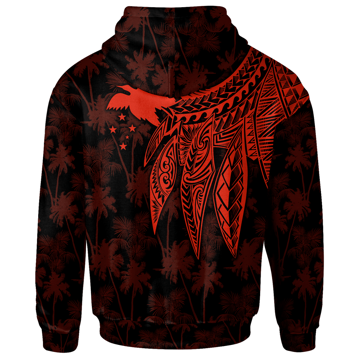 Papua New Guinea Custom Hoodie Polynesian Wings (Red) - Polynesian Pride