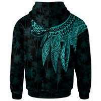 Tuvalu Custom Zip up Hoodie Polynesian Wings (Turquoise) - Polynesian Pride