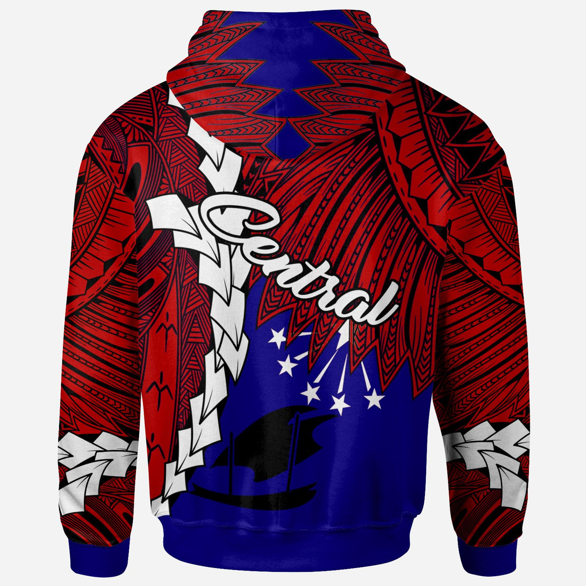 Papua New Guinea Central Province Polynesian Custom Zip Hoodie Tribal Wave Tattoo - Polynesian Pride