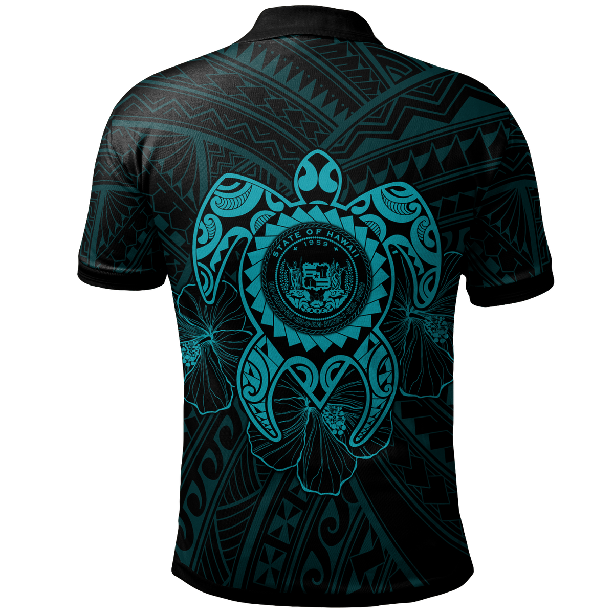 Hawaii Polynesian Polo Shirt Vintage Polynesian Turtle (Turquoise) - Polynesian Pride
