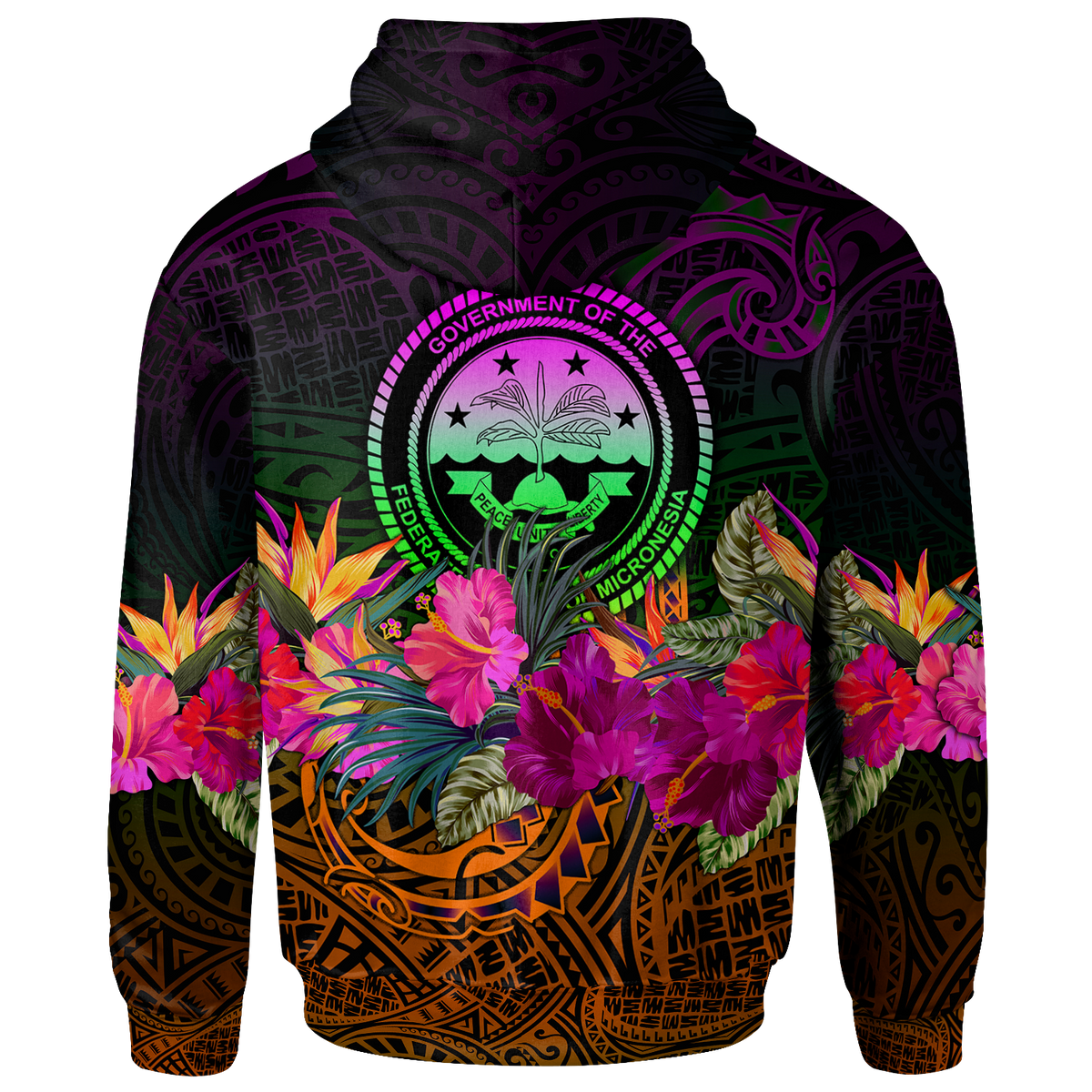 Federated States of Micronesia Zip up Hoodie Summer Hibiscus - Polynesian Pride
