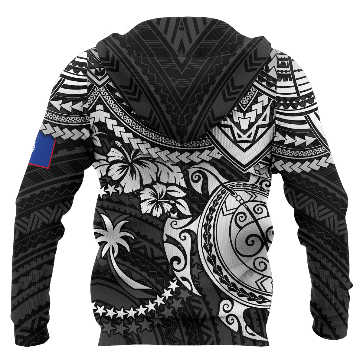 Chuuk Polynesian Hoodie (Zip up) White Turtle - Polynesian Pride