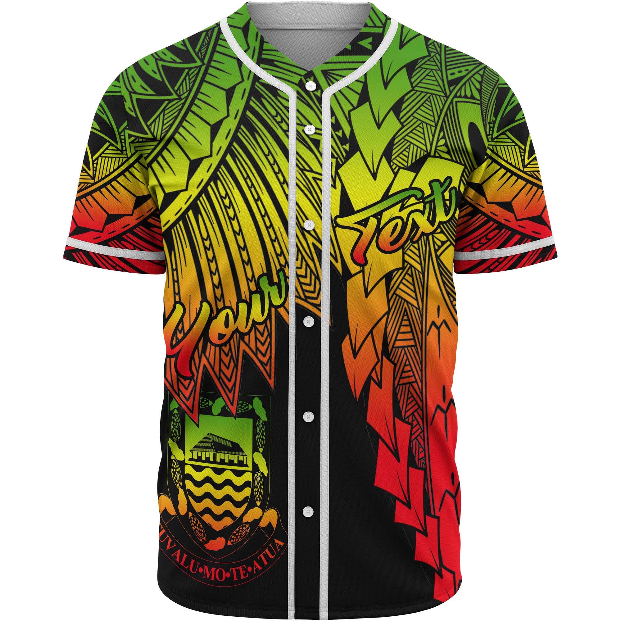 Tuvalu Polynesian Custom Personalised Baseball Shirt - Tribal Wave Tattoo Reggae Unisex Reggae - Polynesian Pride