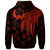 Pohnpei Custom Zip up Hoodie Polynesian Wings (Red) - Polynesian Pride