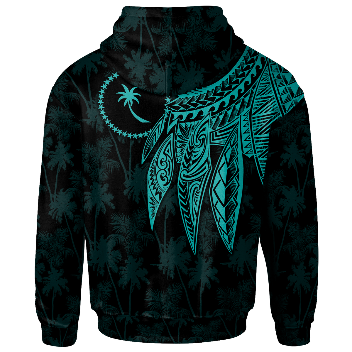 Chuuk Custom Hoodie Polynesian Wings (Turquoise) - Polynesian Pride