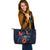 Wallis and Futuna Polynesian Leather Tote - Blue Turtle Hibiscus - Polynesian Pride