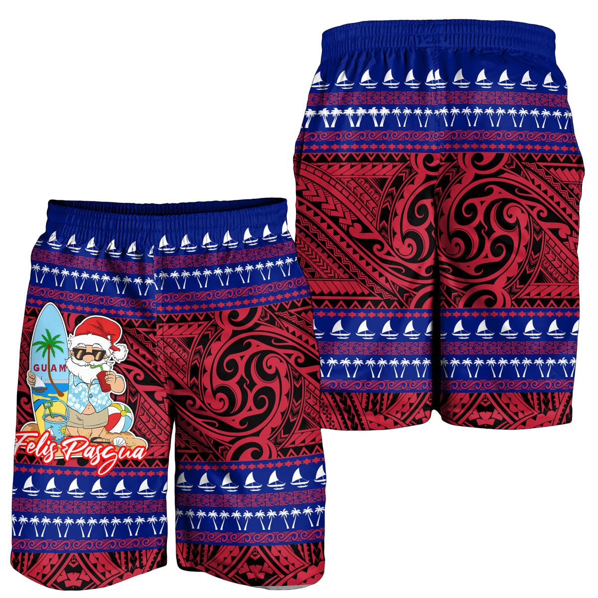 Guam Christmas - Felis Pasgua Santas Guam Surf Board Men Short - LT2 - Polynesian Pride