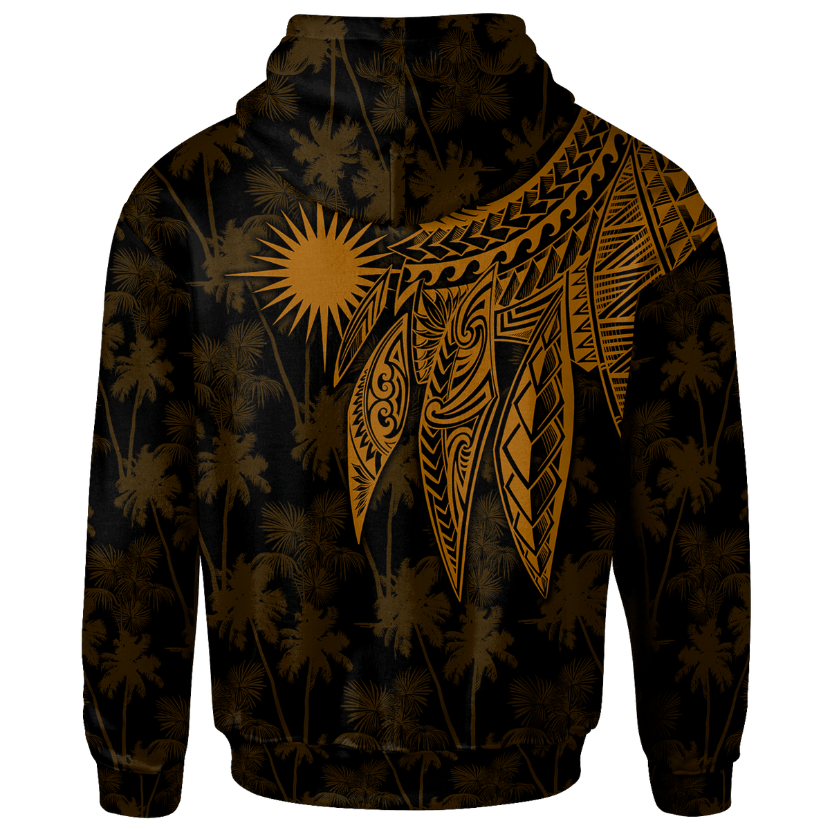 Marshall Islands Custom Hoodie Polynesian Wings (Golden) - Polynesian Pride