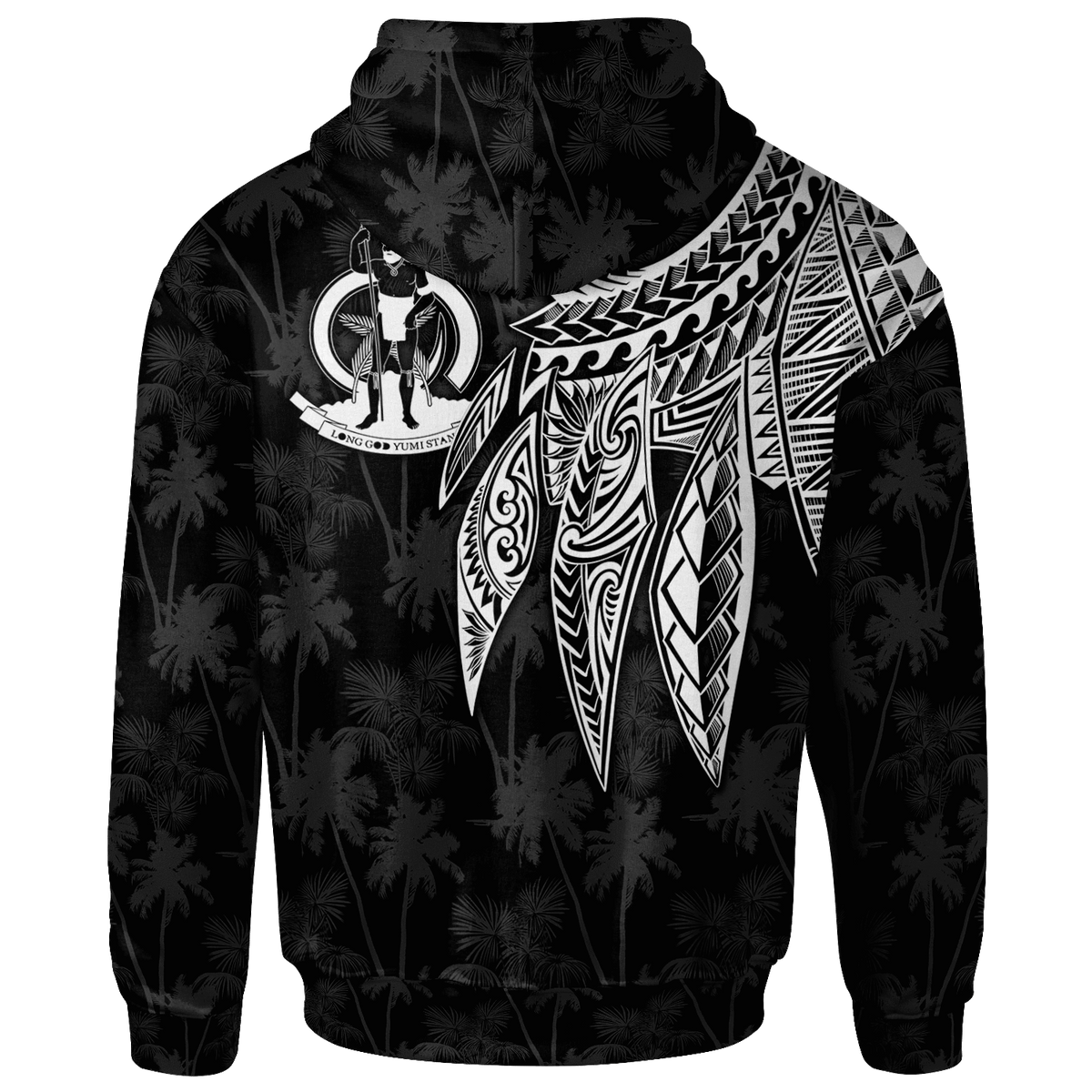 Vanuatu Zip up Hoodie Polynesian Wings (White) BN15 - Polynesian Pride
