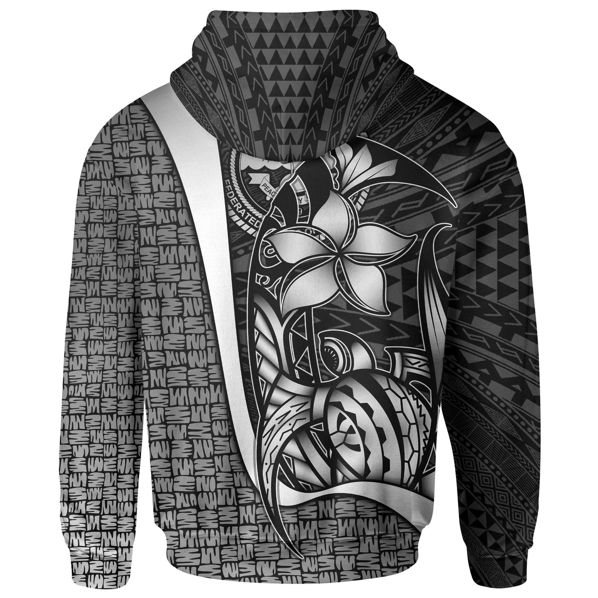 Federated States of Micronesia Zip up Hoodie White Turtle with Hook - Polynesian Pride