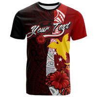 Papua New Guinea Polynesian Custom T Shirt Bird of Paradise With Hibiscus Unisex RED - Polynesian Pride