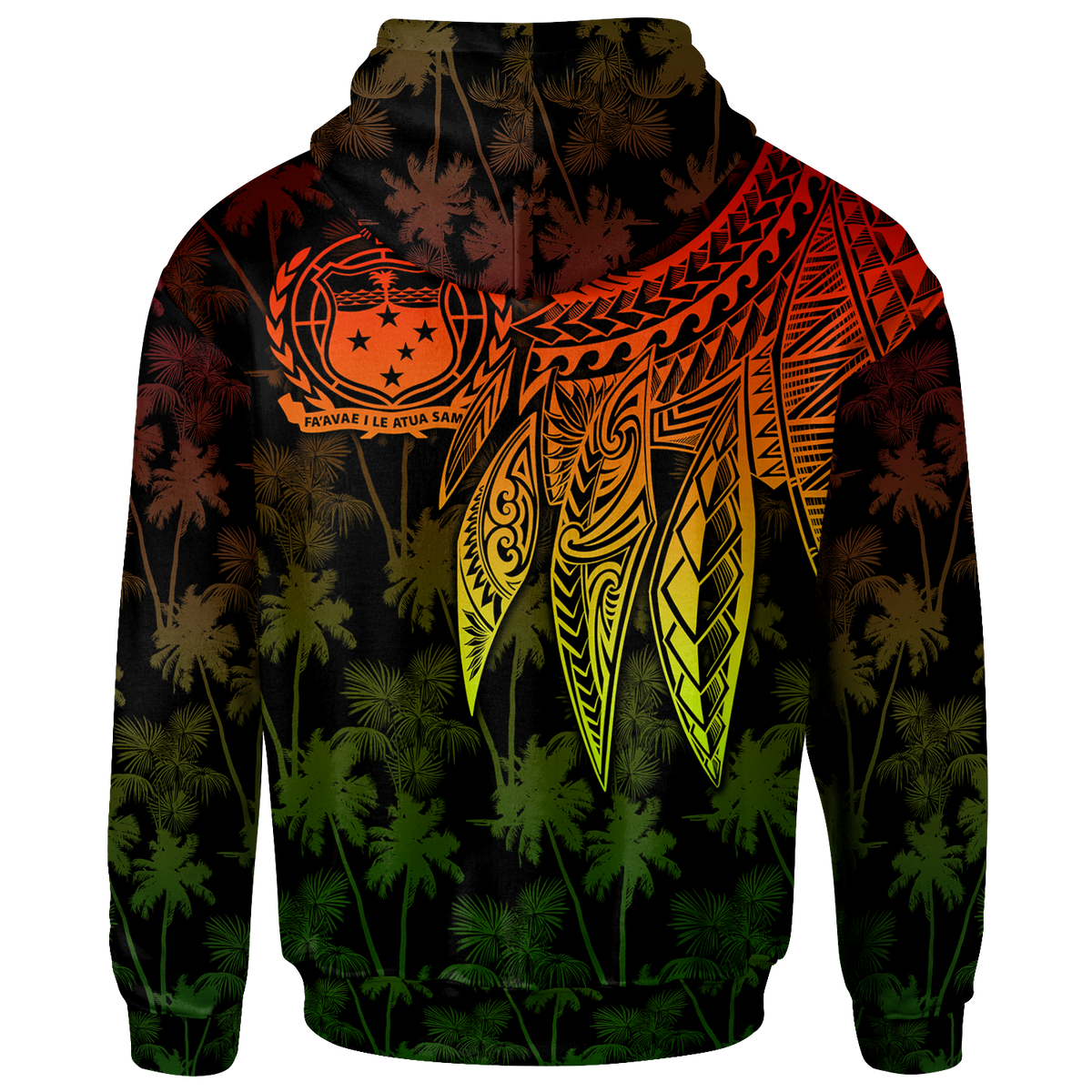 Samoa Custom Hoodie Polynesian Wings (Reggae) - Polynesian Pride