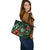 Kosrae Micronesia Polynesian Leather Tote Bag - Green Turtle Hibiscus - Polynesian Pride