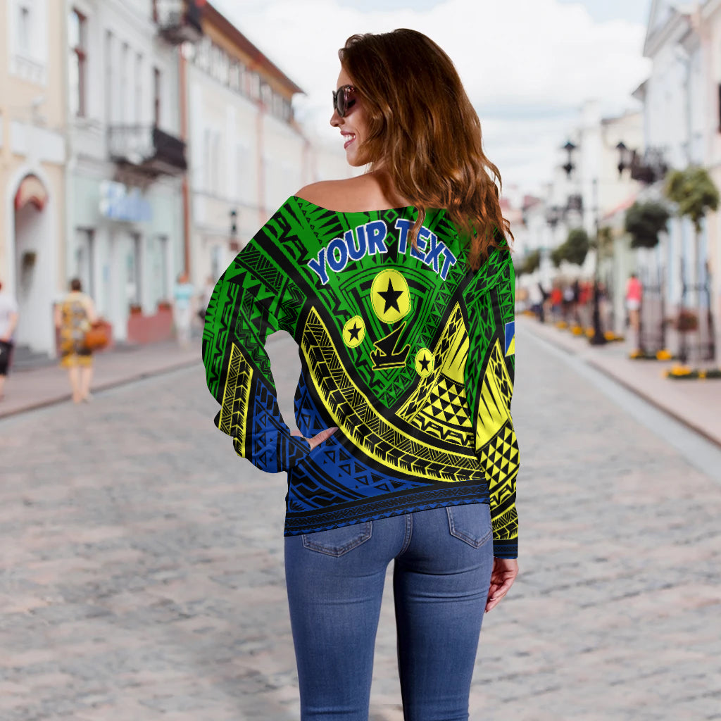 (Custom Personalised) Vanuatu Malampa Province Tribal Pattern Women Off Shoulder Sweater - LT12 - Polynesian Pride