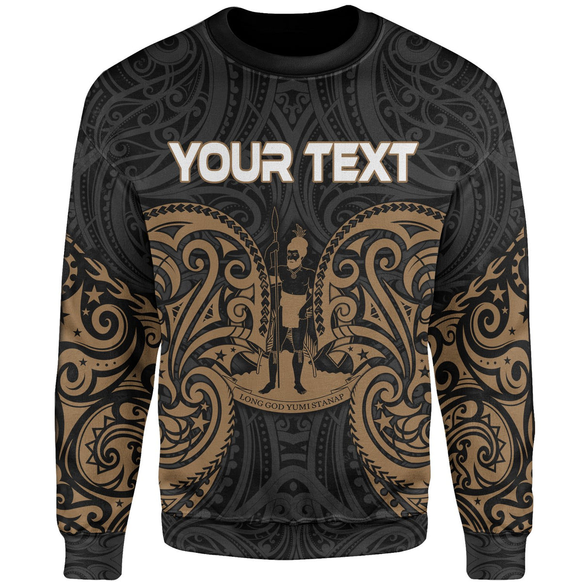 Vanuatu Polynesian Custom Personalised Sweater - Spirit Style Gold Unisex Gold - Polynesian Pride