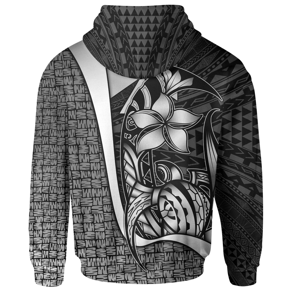 Wallis and Futuna Polynesian Zip up Hoodie White Turtle with Hook - Polynesian Pride