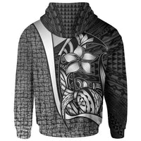 Wallis and Futuna Polynesian Zip up Hoodie White Turtle with Hook - Polynesian Pride