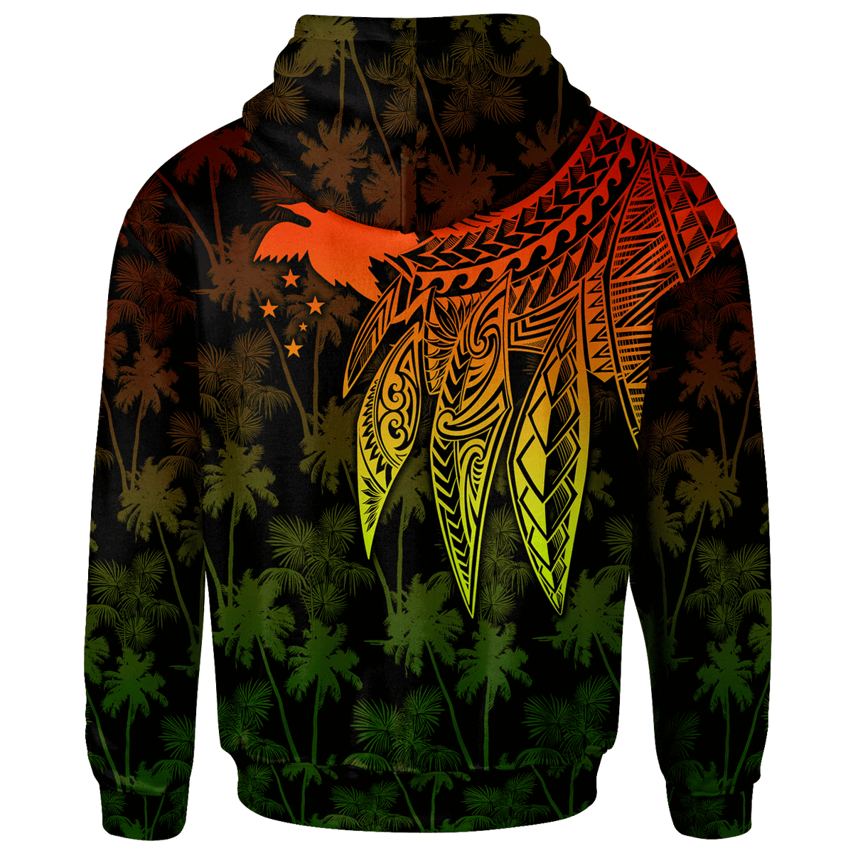 Papua New Guinea Custom Zip up Hoodie Polynesian Wings (Reggae) - Polynesian Pride