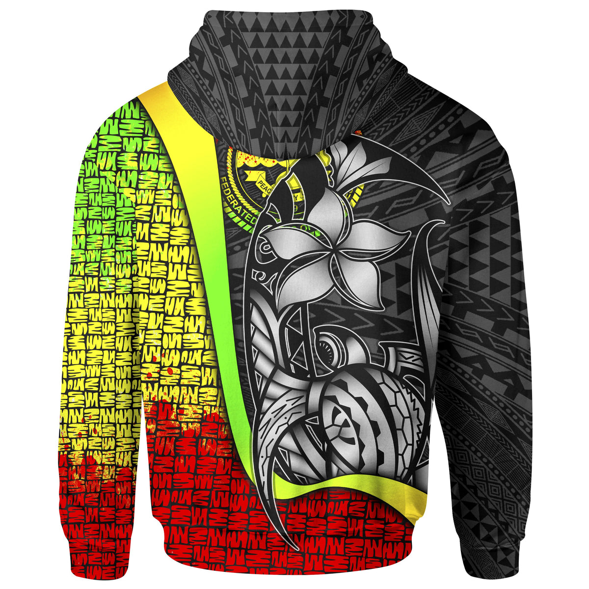 Federated States of Micronesia Zip up Hoodie Reggae Turtle with Hook - Polynesian Pride