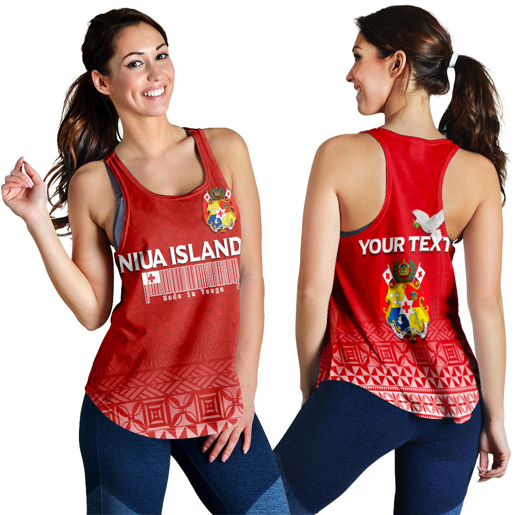 (Custom Personalised) Tonga Niua Islands Women Tank Top - Tongan Pattern - LT12 Red - Polynesian Pride