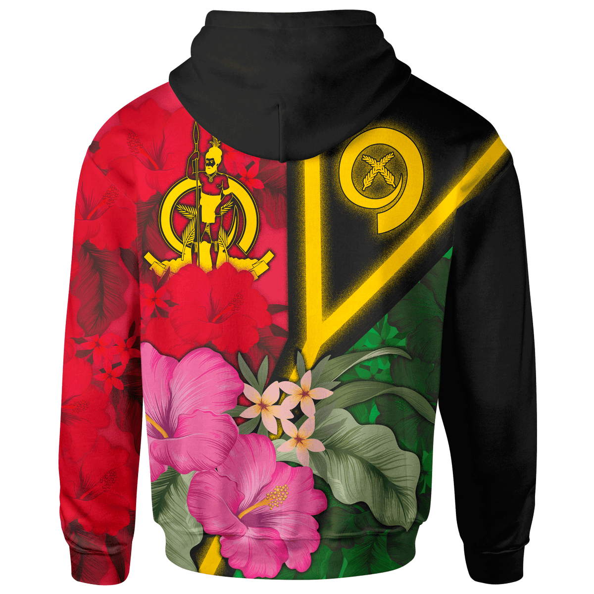 Vanuatu Zip up Hoodie Vanuatu Flag with Hibiscus - Polynesian Pride