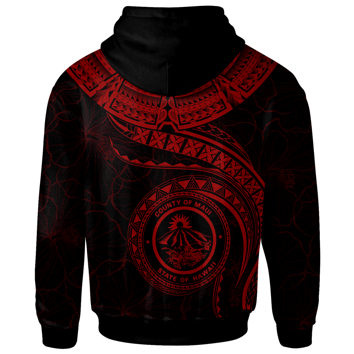 Polynesian Hawaii Hoodie Maui Polynesian Waves (Red) - Polynesian Pride