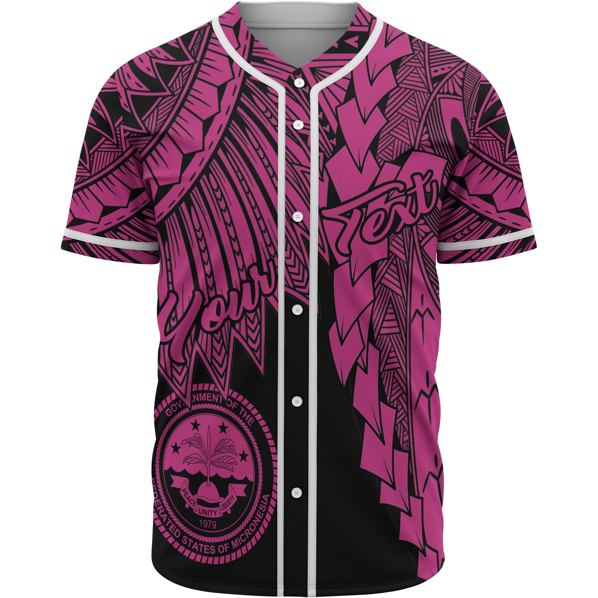 Federated States Of Micronesia Polynesian Custom Personalised Baseball Shirt - Tribal Wave Tattoo Pink Unisex Pink - Polynesian Pride