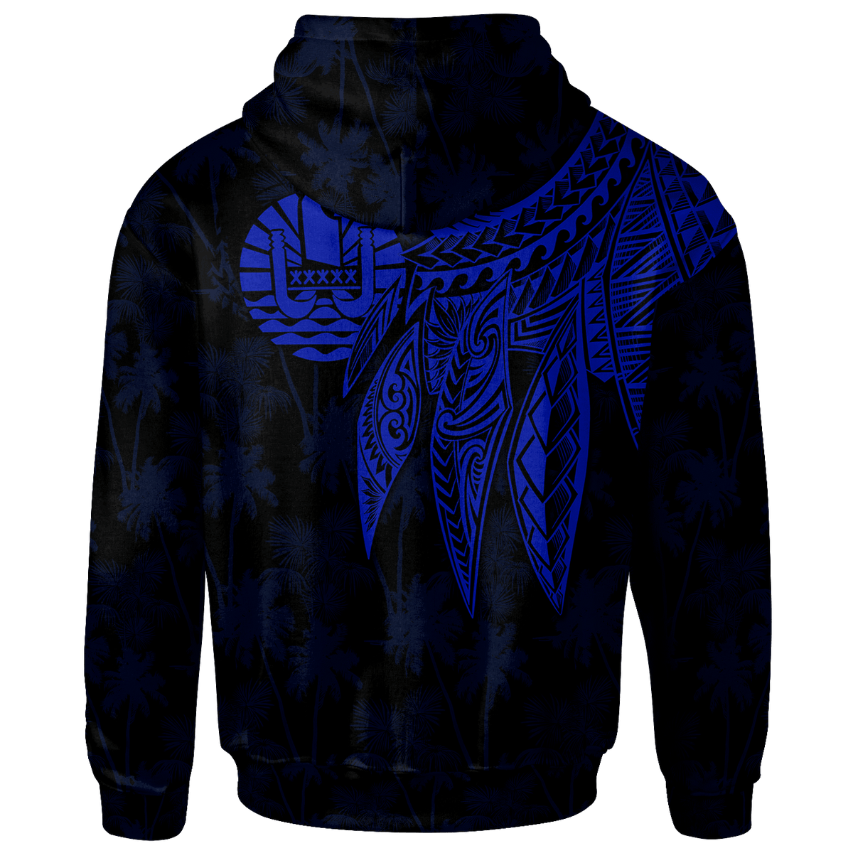 Tahiti Custom Hoodie Polynesian Wings (Blue) - Polynesian Pride