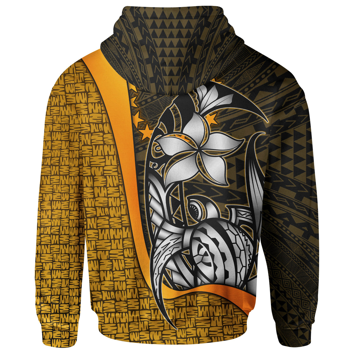 Cook Islands Polynesian Zip up Hoodie Gold Turtle with Hook - Polynesian Pride