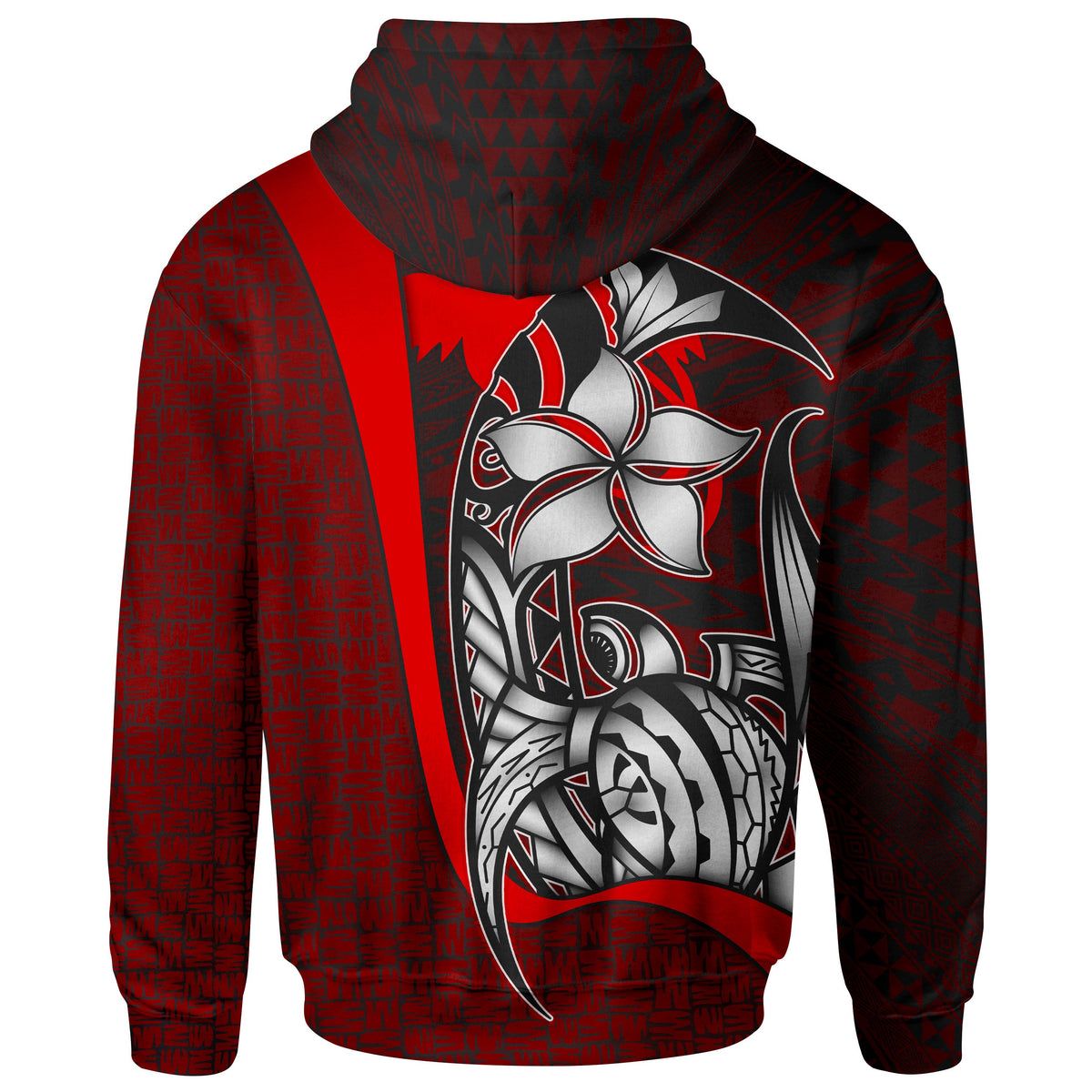 Papua New Guinea Polynesian Hoodie Red Turtle with Hook - Polynesian Pride