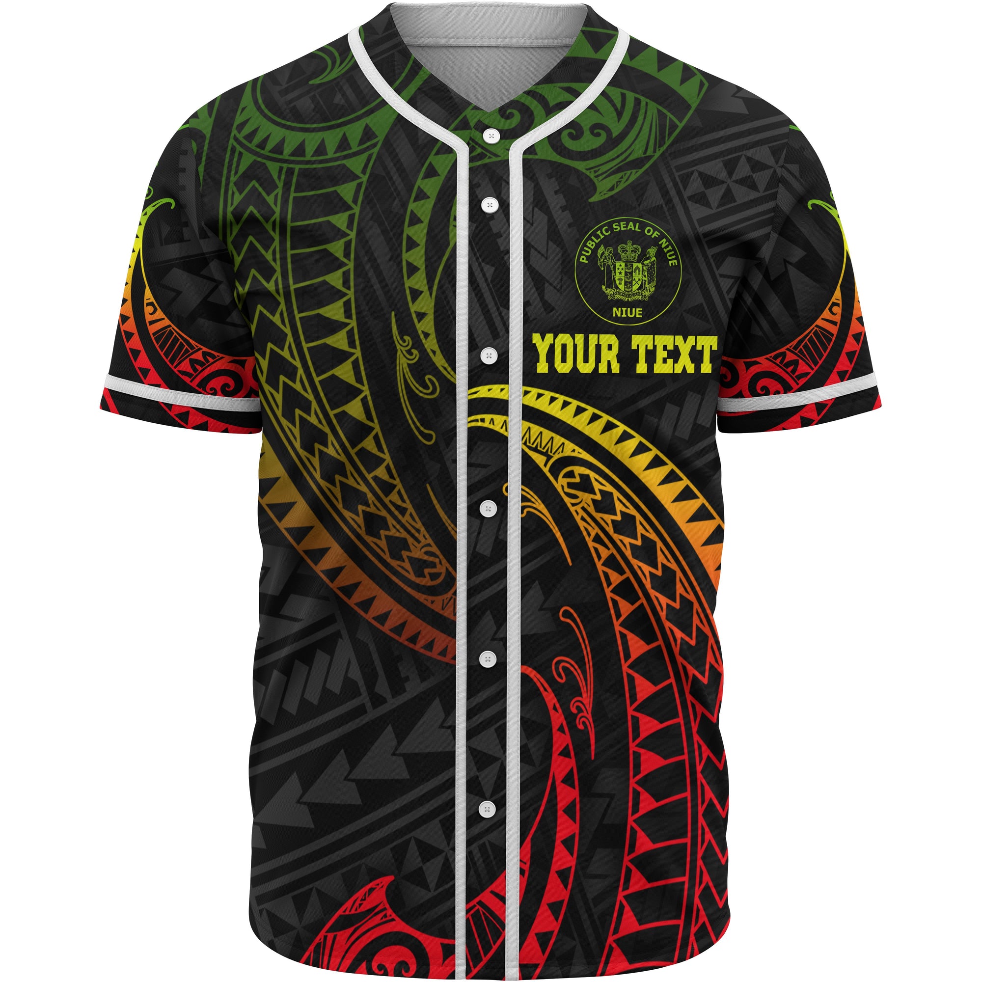 Niue Polynesian Custom Personalised Baseball Shirt - Reggae Tribal Wave Unisex Reggae - Polynesian Pride