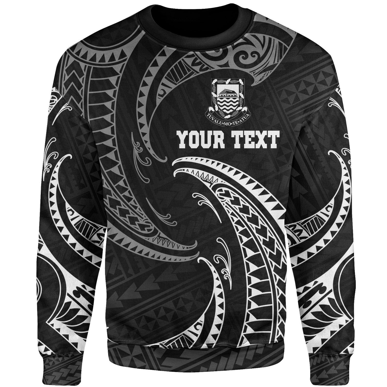 Tuvalu Polynesian Custom Personalised Sweater - White Tribal Wave Unisex White - Polynesian Pride