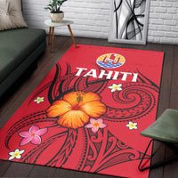 French Polynesia Area Rug - Hibiscus With Tribal - LT12 - Polynesian Pride