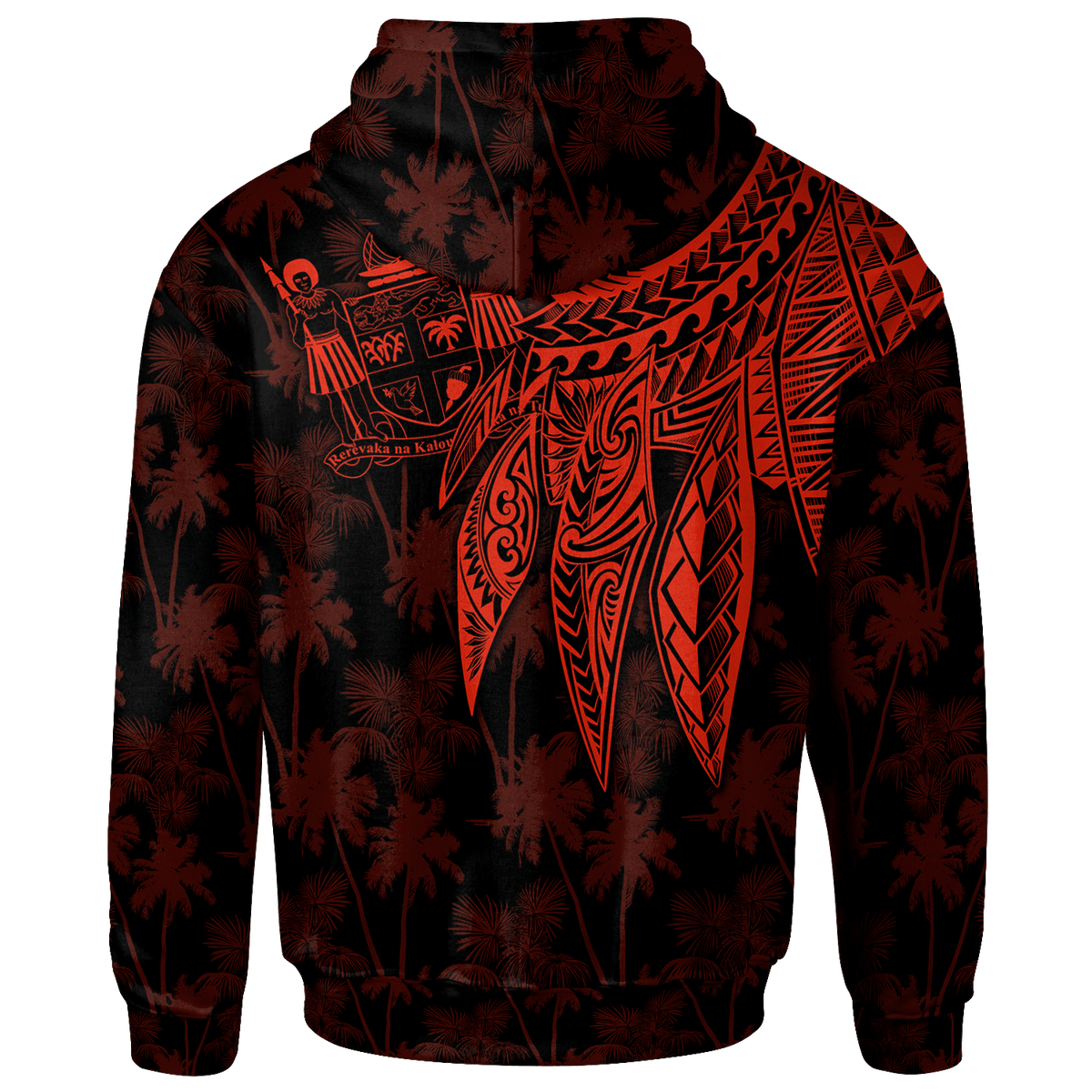 Fiji Hoodie Polynesian Wings (Red) - Polynesian Pride