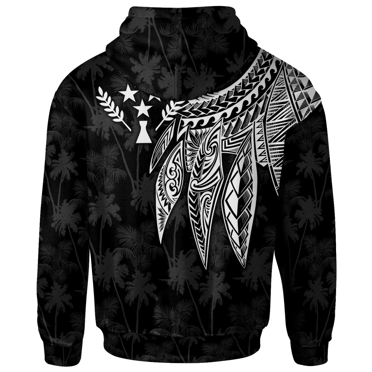 Kosrae Hoodie Polynesian Wings (White) - Polynesian Pride