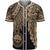 Federated States Of Micronesia Polynesian Custom Personalised Baseball Shirt - Tribal Wave Tattoo Gold Unisex Gold - Polynesian Pride