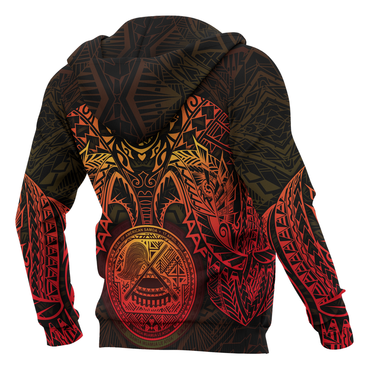 American Samoa Polynesian Hoodie Red Turtle Manta Ray - Polynesian Pride