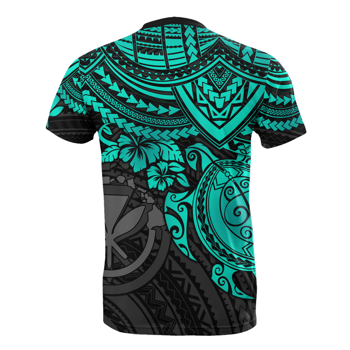 Polynesian Hawaii T Shirt Kanaka Maoli Turquoise Turtle Hibiscus - Polynesian Pride