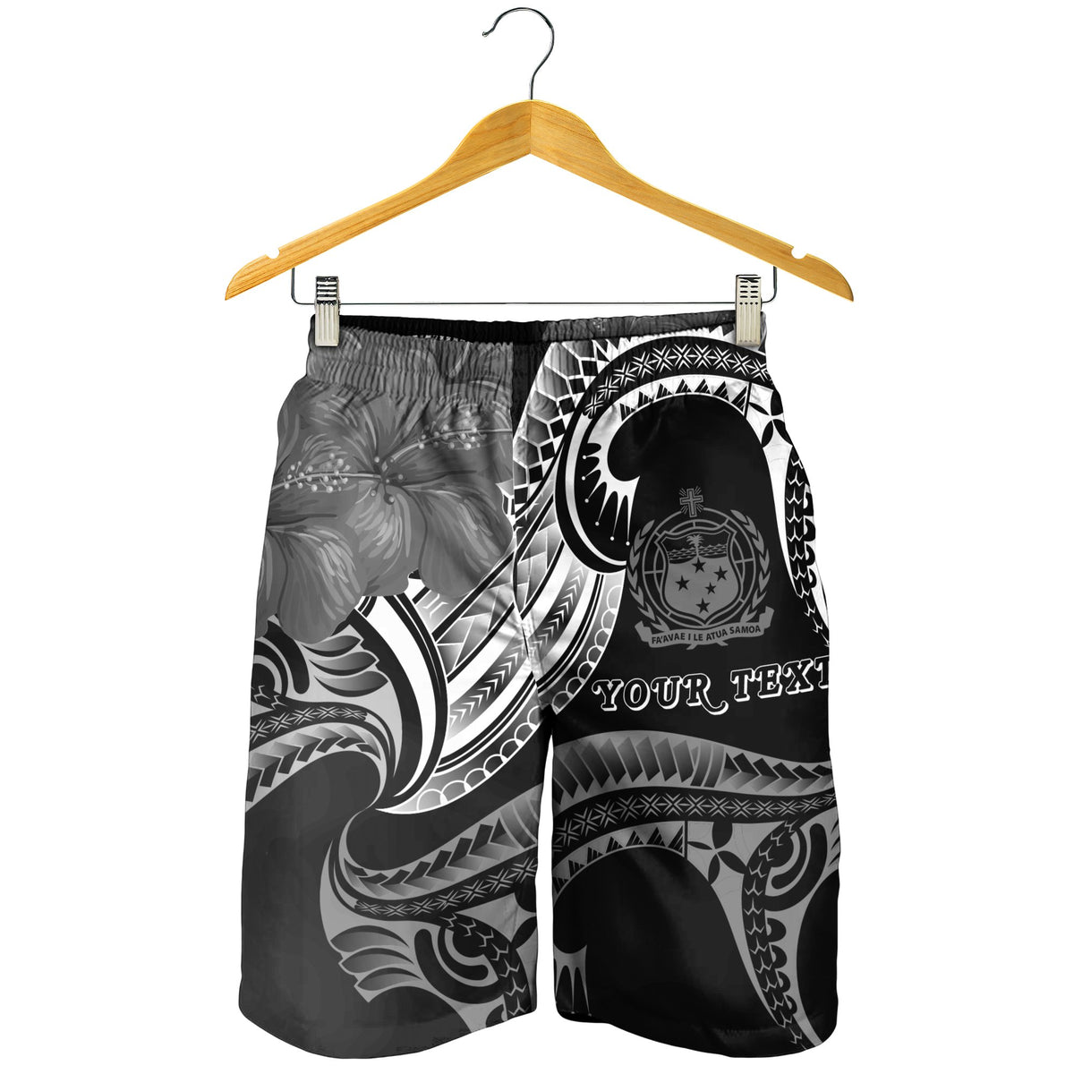 Samoa Custom Personalised Men's Shorts - Samoa Seal Wave Style (Black) - Polynesian Pride