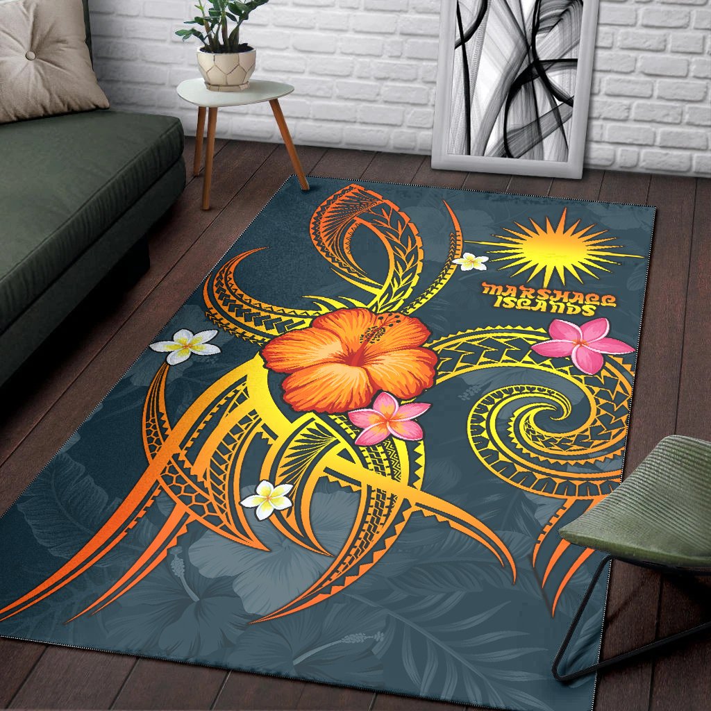 Marshall Islands Polynesian Area Rug - Legend of Marshall Islands (Blue) - Polynesian Pride