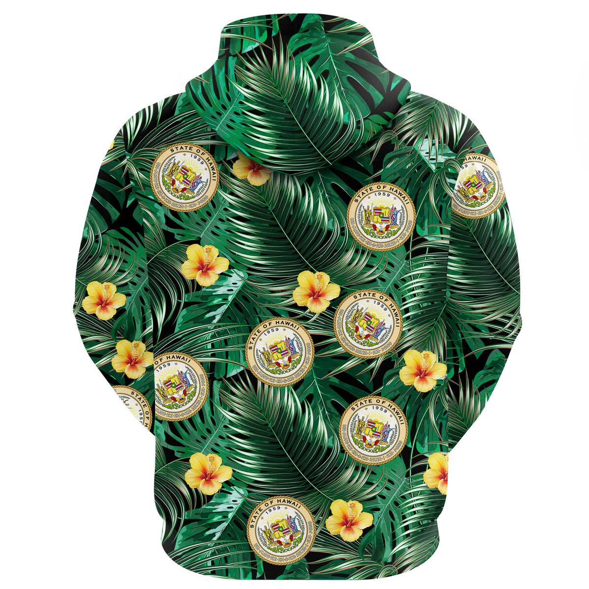 Hawaii Map Coat of Arms Tropical Summer Style Hoodie - Polynesian Pride