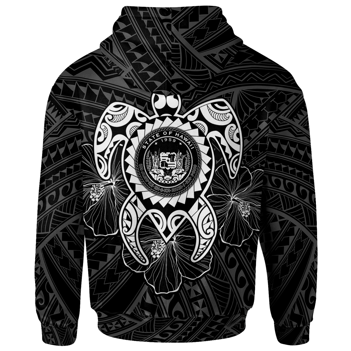 Hawaii Polynesian Custom Zip up Hoodie Vintage Polynesian Turtle (White) - Polynesian Pride