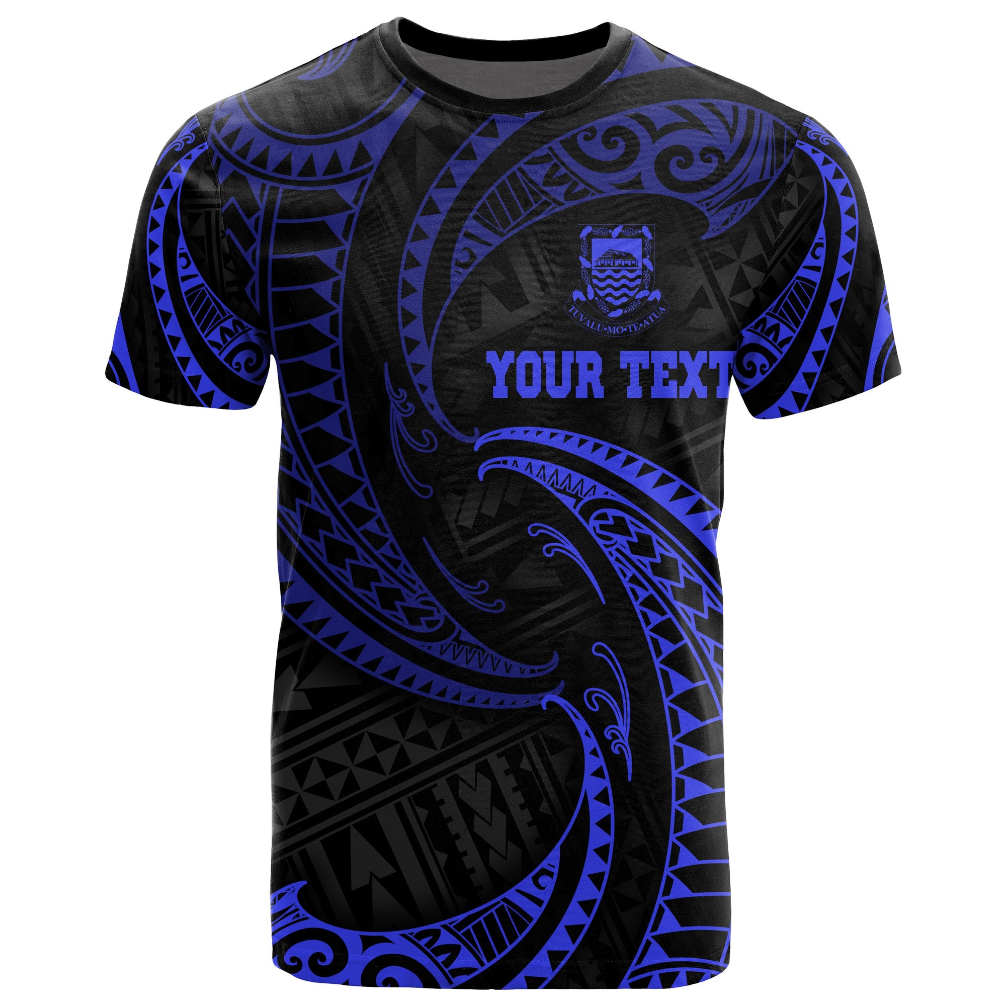 Tuvalu Polynesian Custom T Shirt Blue Tribal Wave Unisex Blue - Polynesian Pride