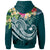 Papua New Guinea Polynesian Zip up Hoodie Summer Plumeria (Turquoise) - Polynesian Pride