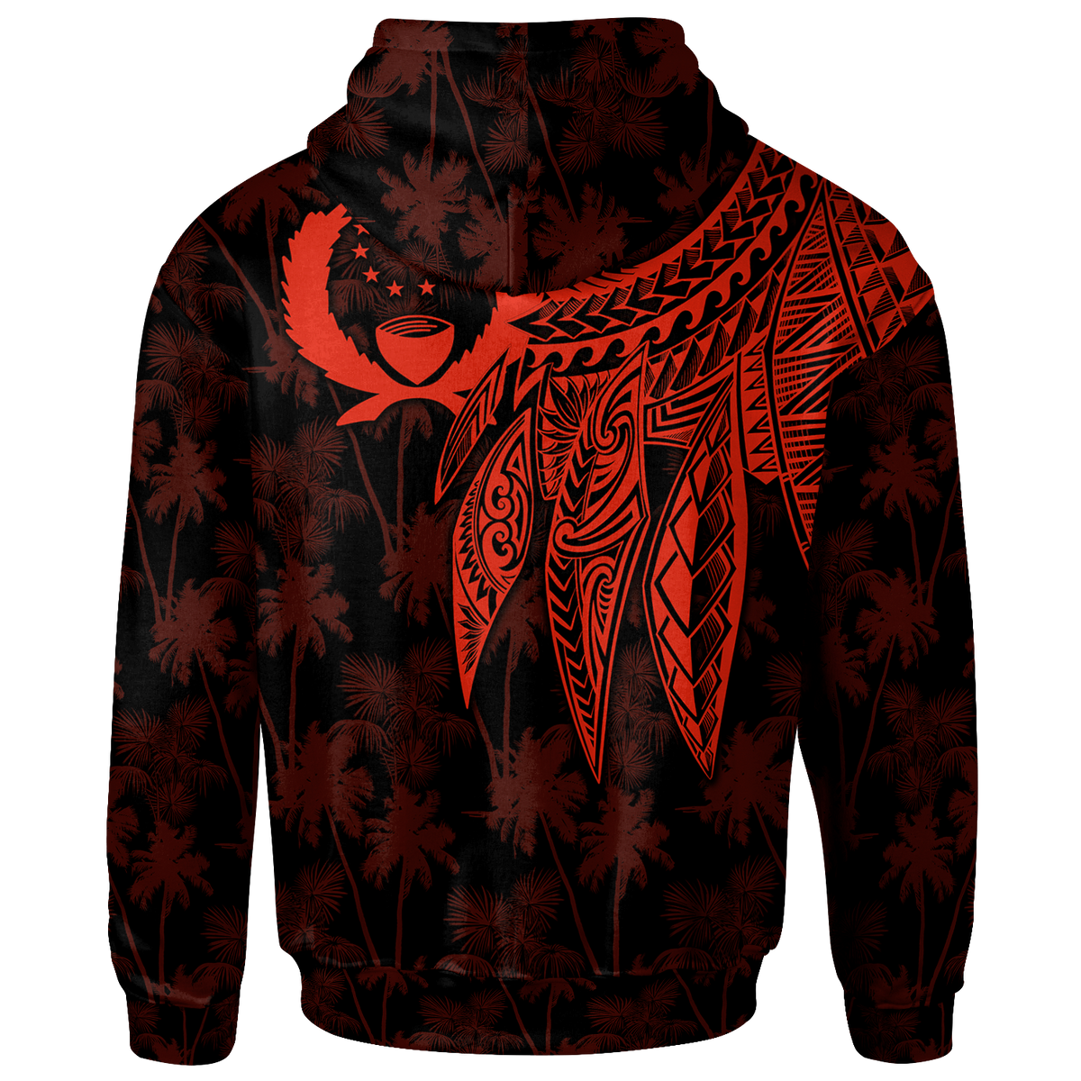 Pohnpei Hoodie Polynesian Wings (Red) - Polynesian Pride