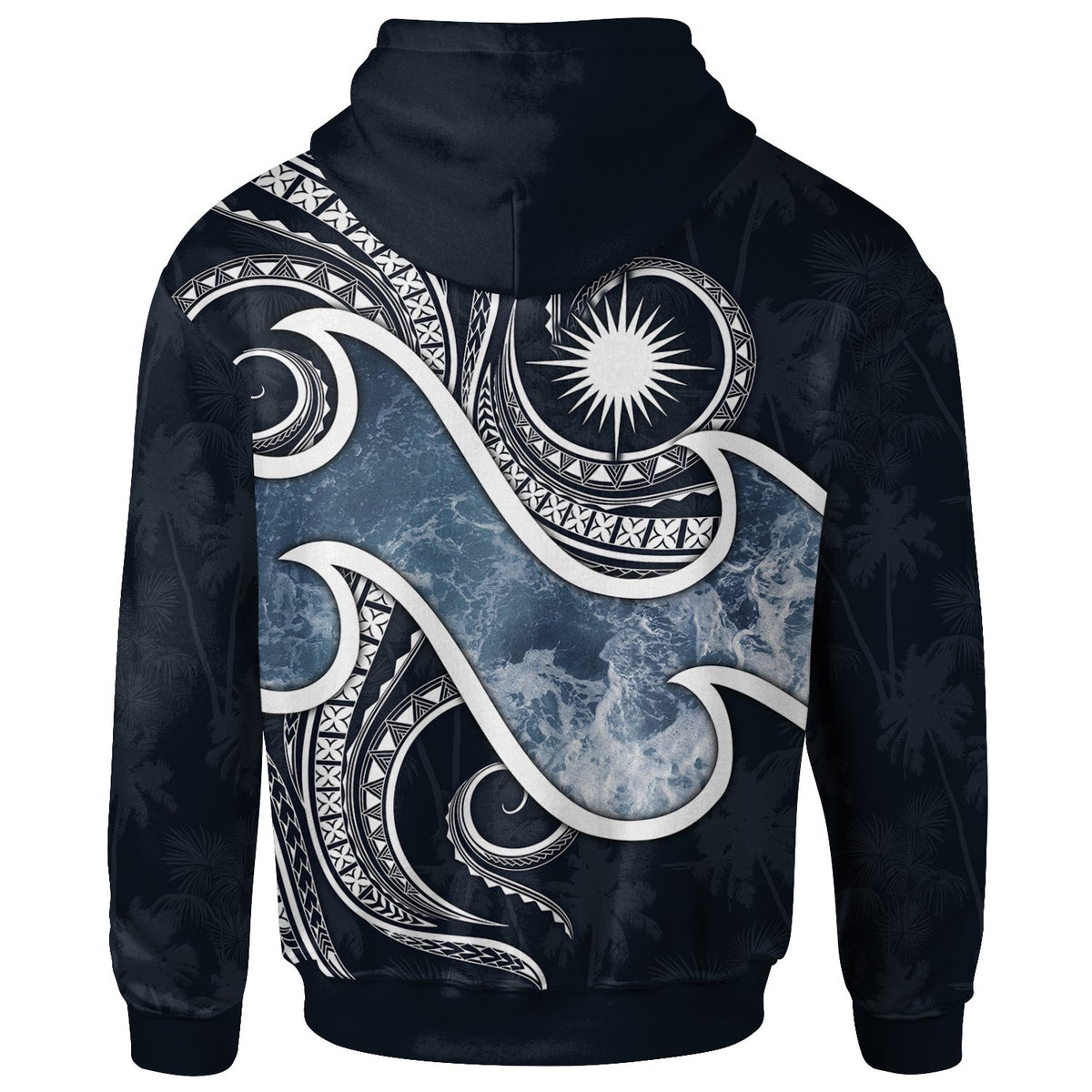Marshall Islands Polynesian Zip up Hoodie Ocean Style - Polynesian Pride
