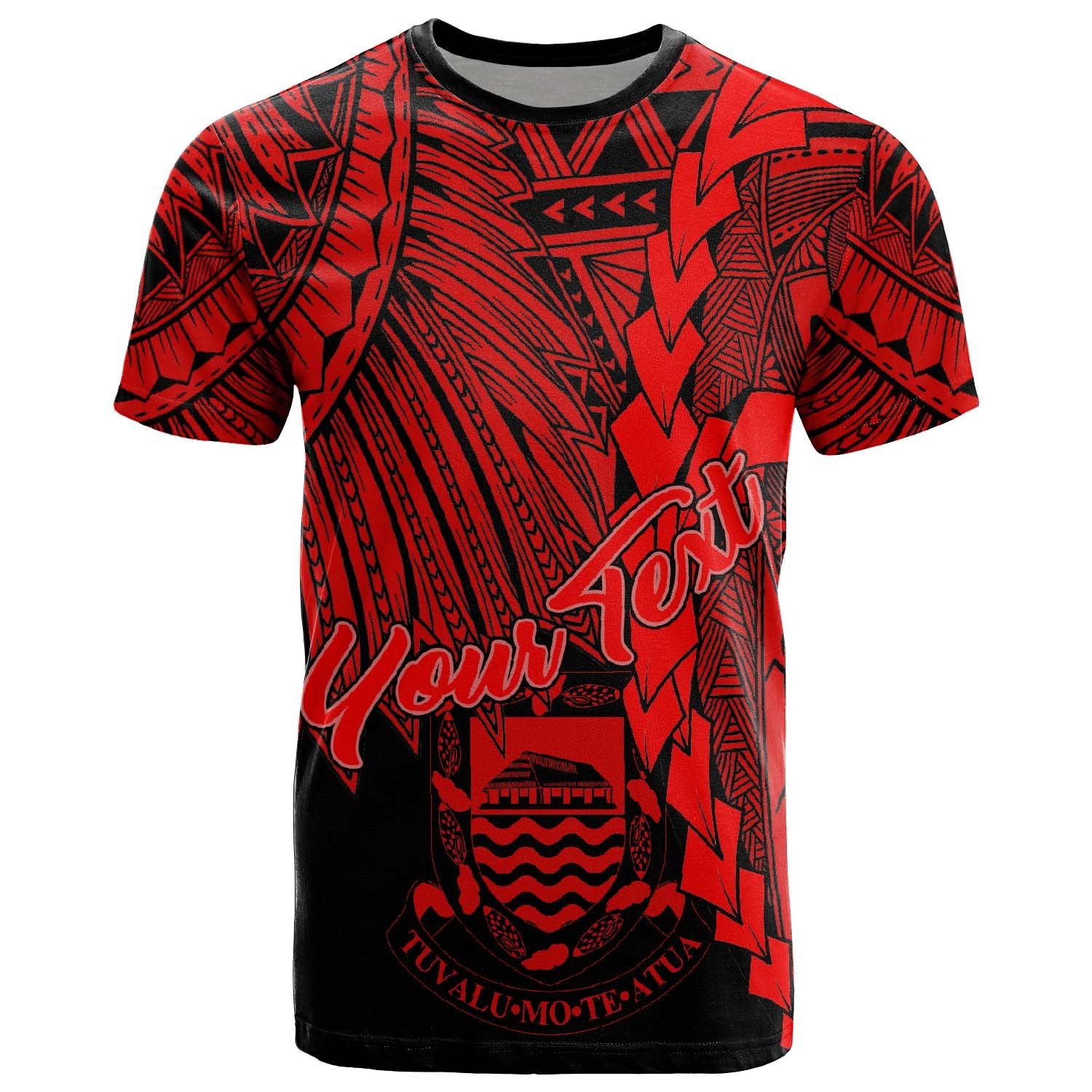 Tuvalu Polynesian T Shirt Tribal Wave Tattoo Red Unisex Red - Polynesian Pride